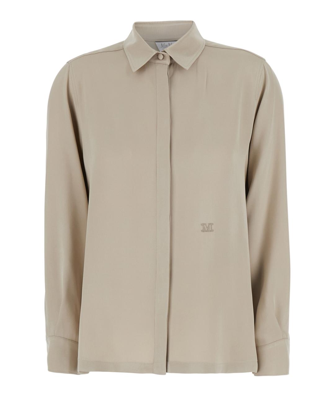 MAX MARA Бежевая шелковая рубашка, фото 1