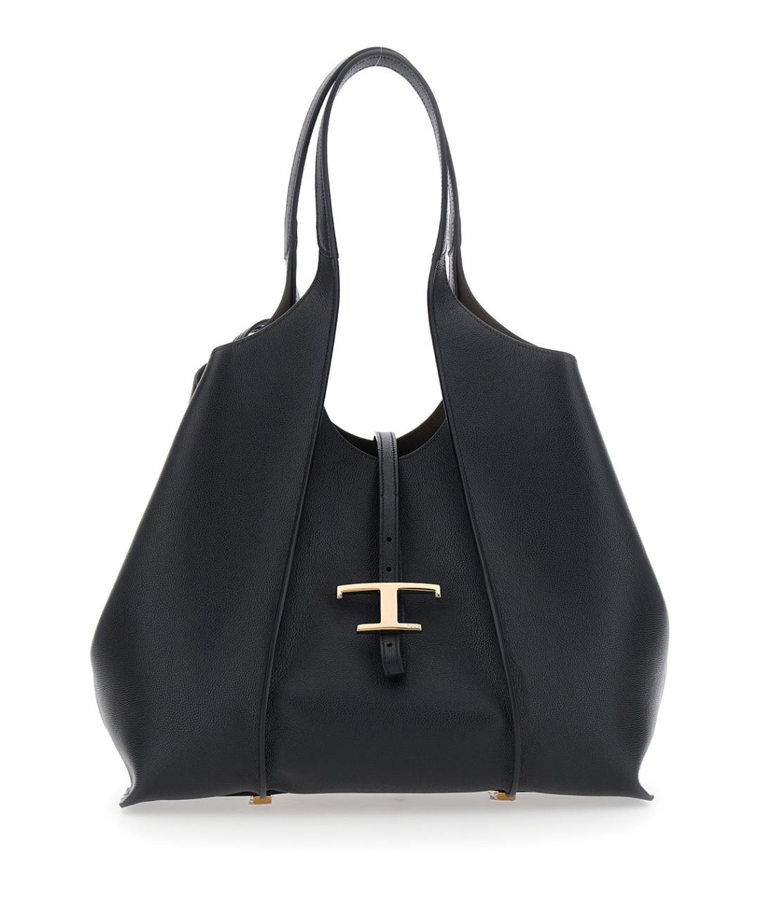 TOD'S Черная кожаная сумка тоут, фото 1