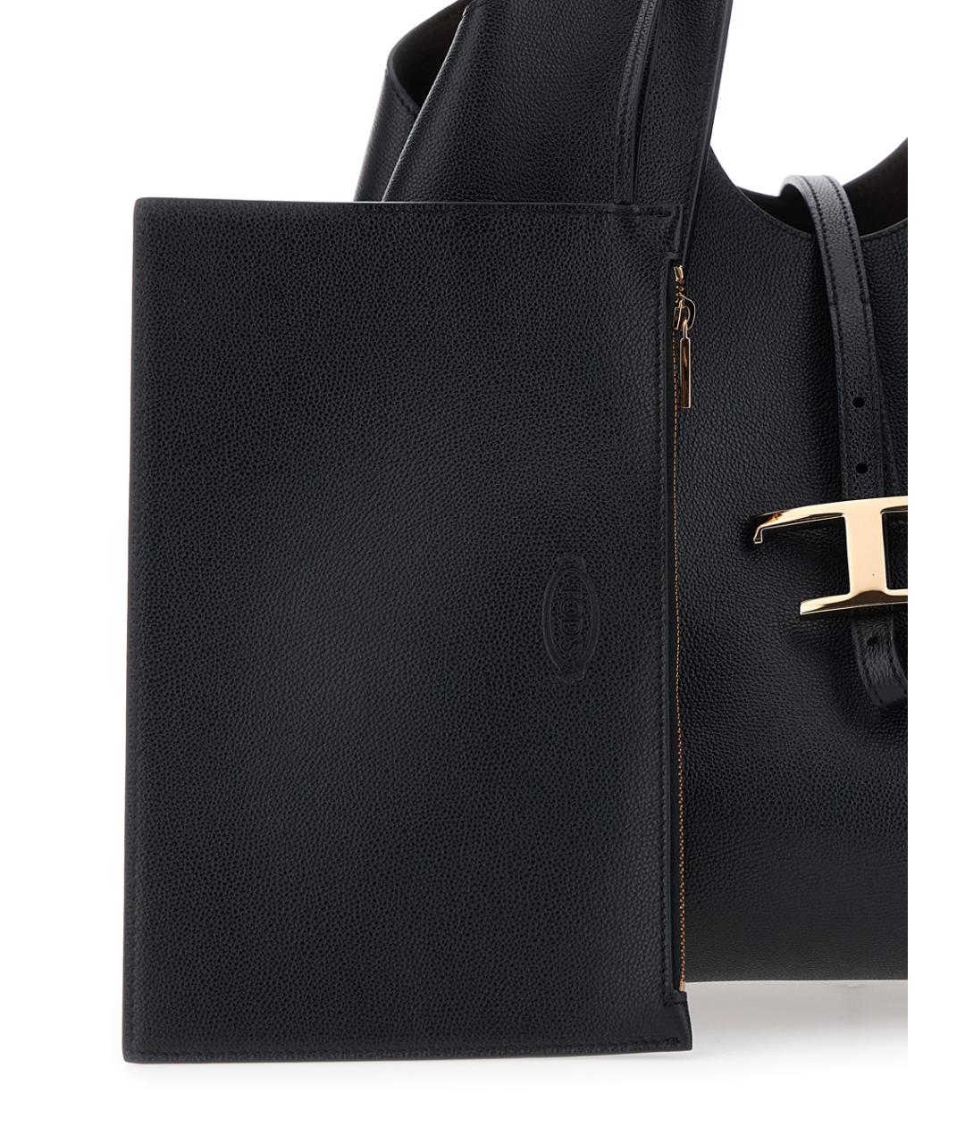 TOD'S Черная кожаная сумка тоут, фото 3