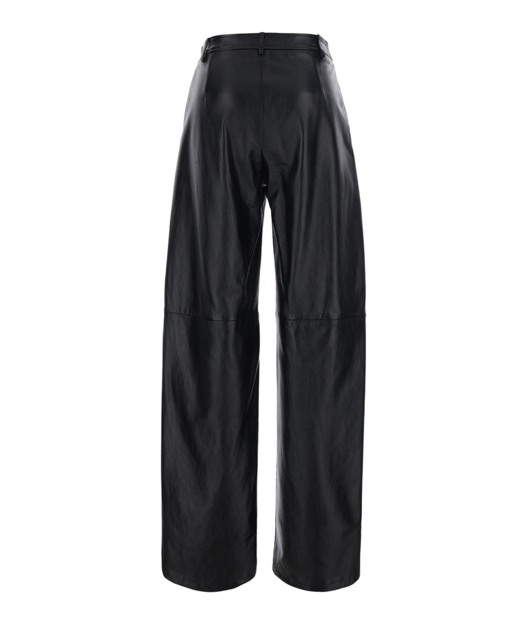 MAX MARA STUDIO Черные кожаные прямые брюки, фото 2