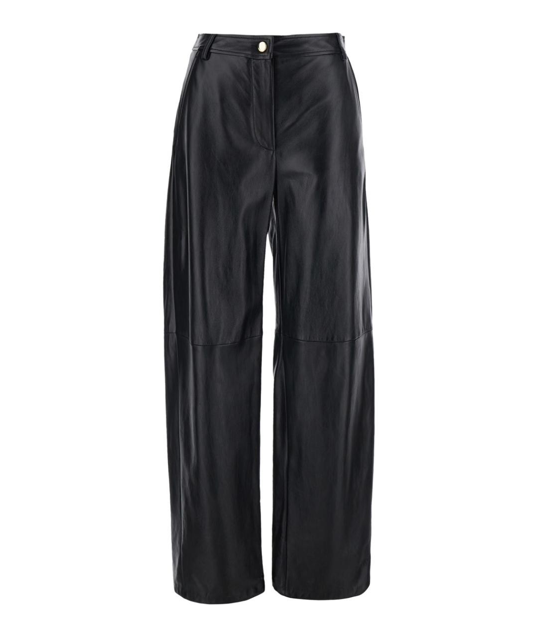 MAX MARA STUDIO Черные кожаные прямые брюки, фото 1