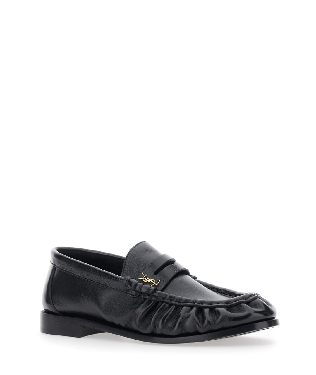 SAINT LAURENT Черные кожаные лоферы, фото 2