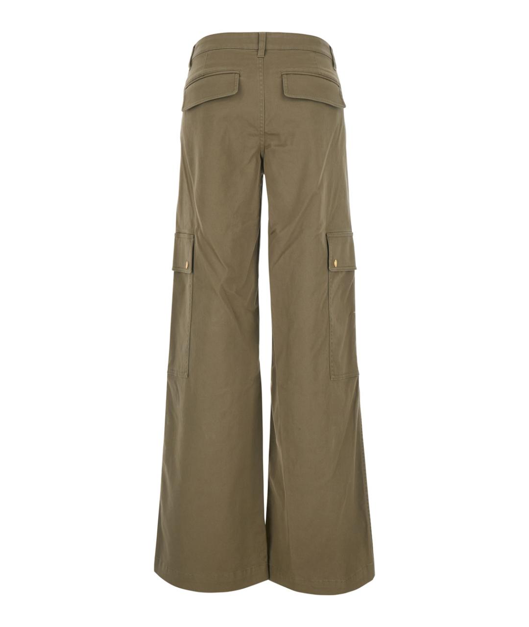 MICHAEL MICHAEL KORS Зеленые хлопковые прямые брюки, фото 2