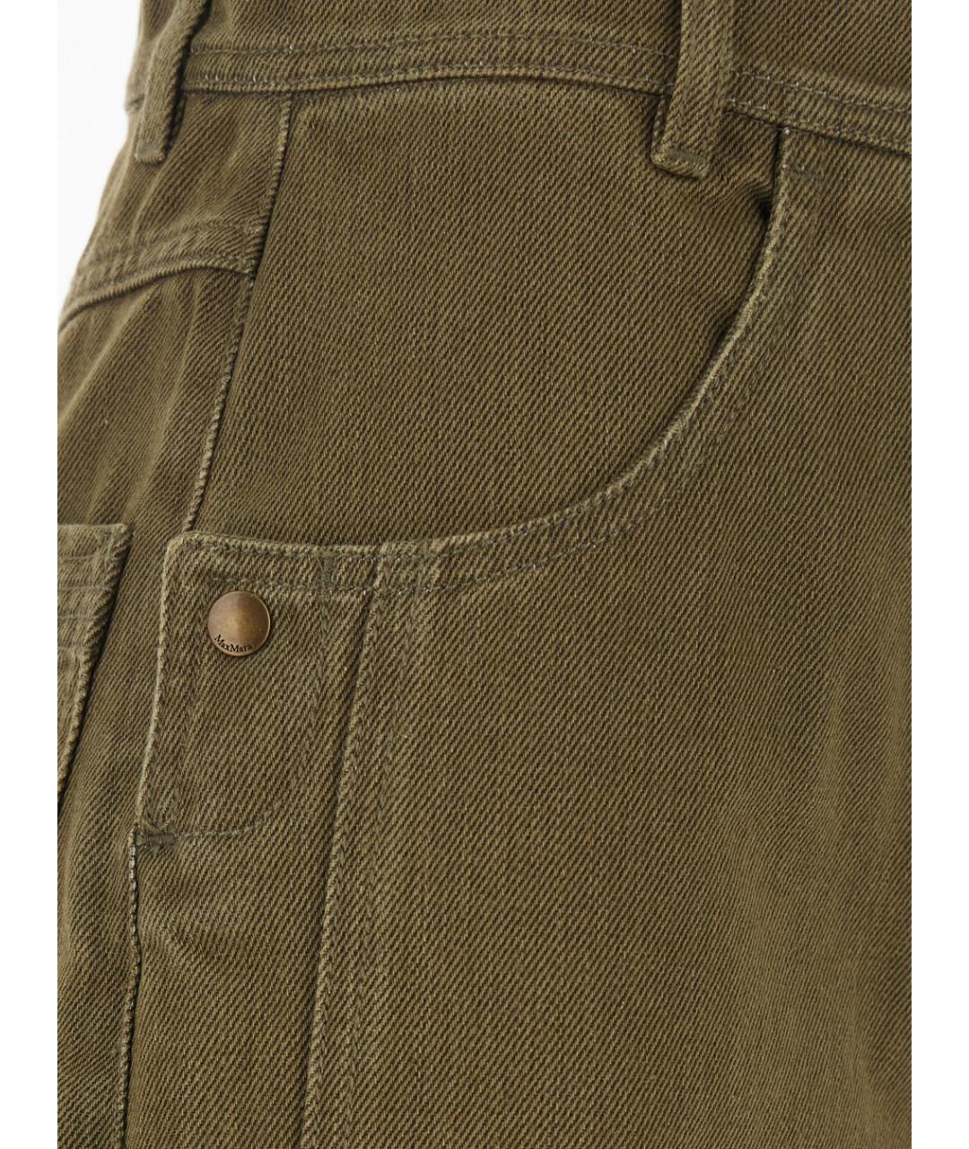 MAX MARA Зеленые хлопковые прямые джинсы, фото 3