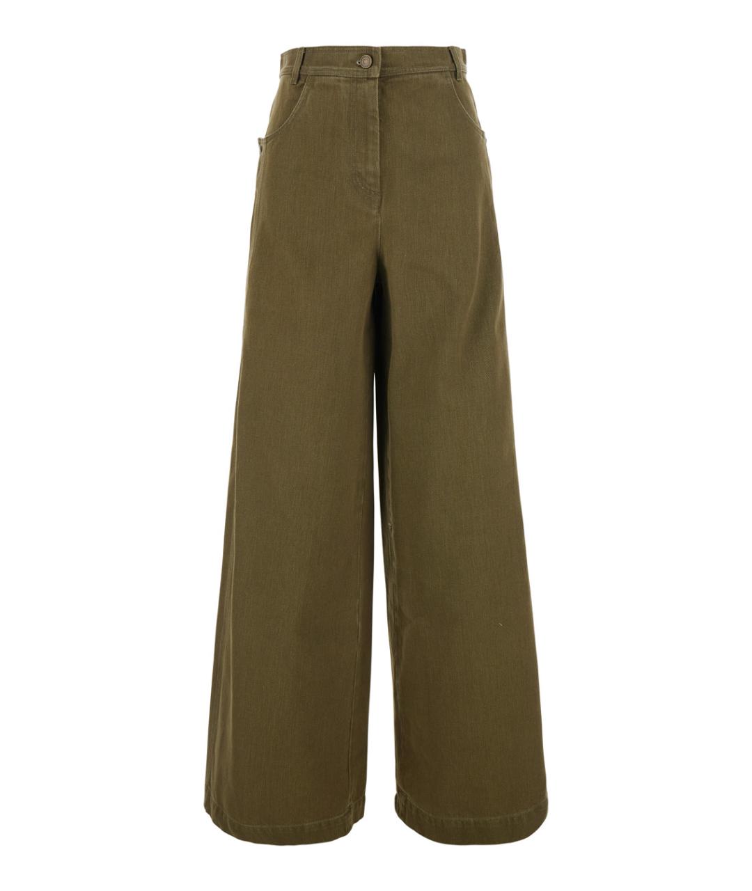 MAX MARA Зеленые хлопковые прямые джинсы, фото 1