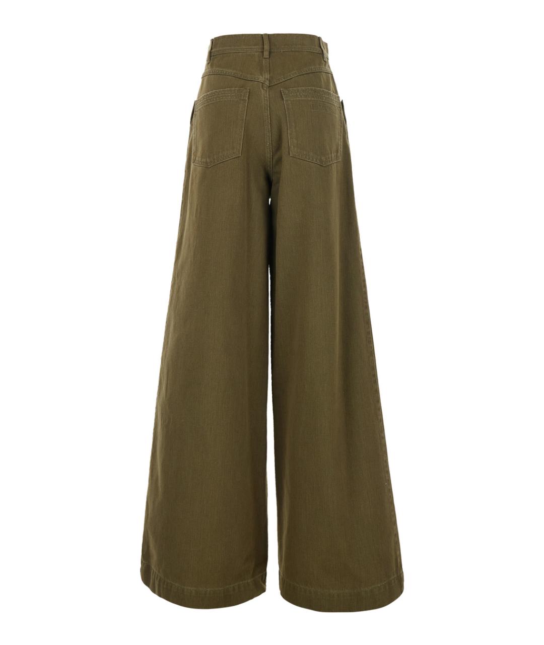 MAX MARA Зеленые хлопковые прямые джинсы, фото 2
