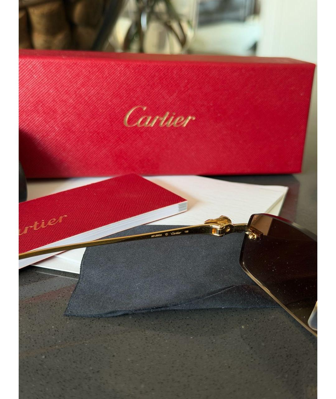 CARTIER Золотые металлические солнцезащитные очки, фото 6
