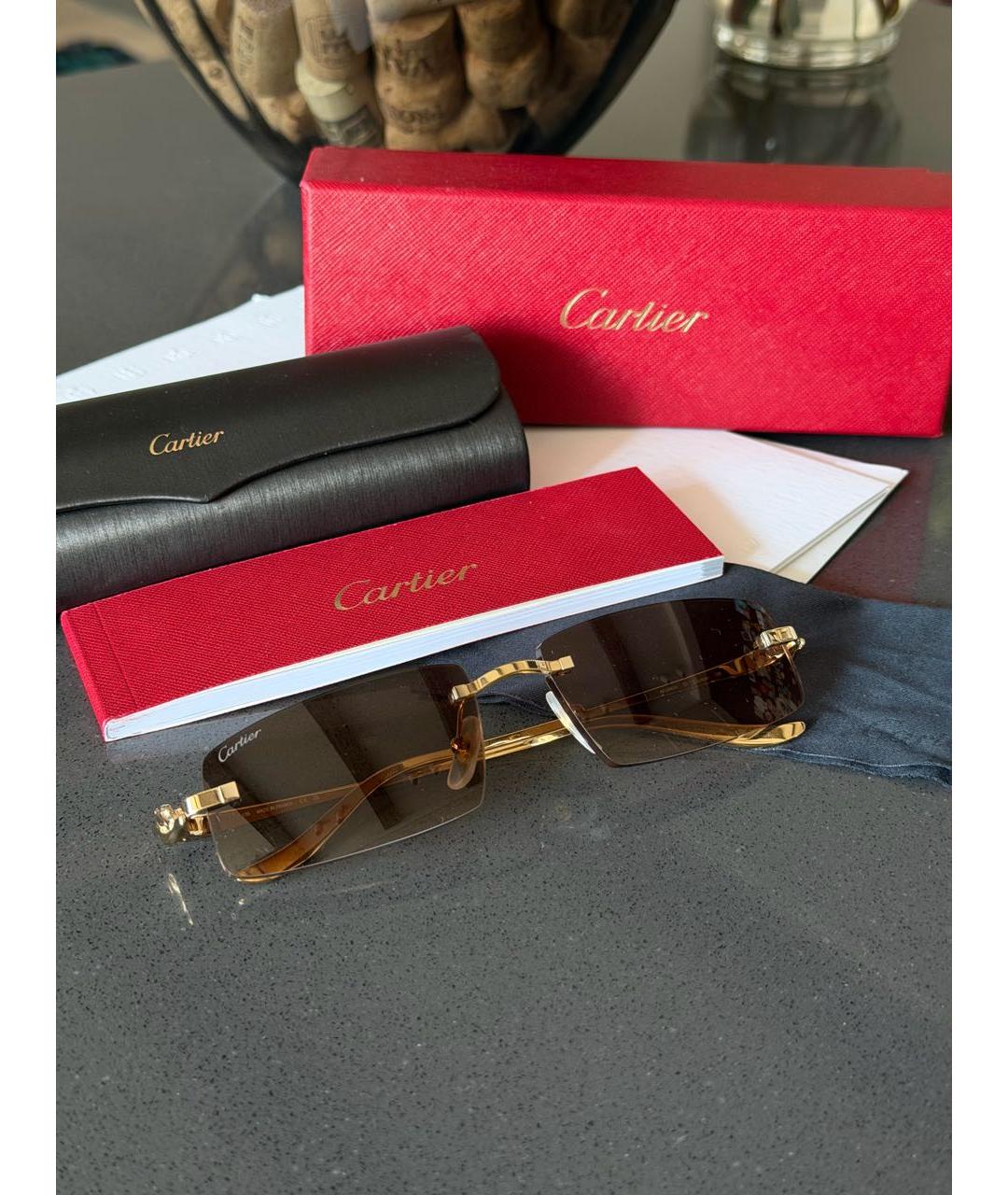 CARTIER Золотые металлические солнцезащитные очки, фото 2