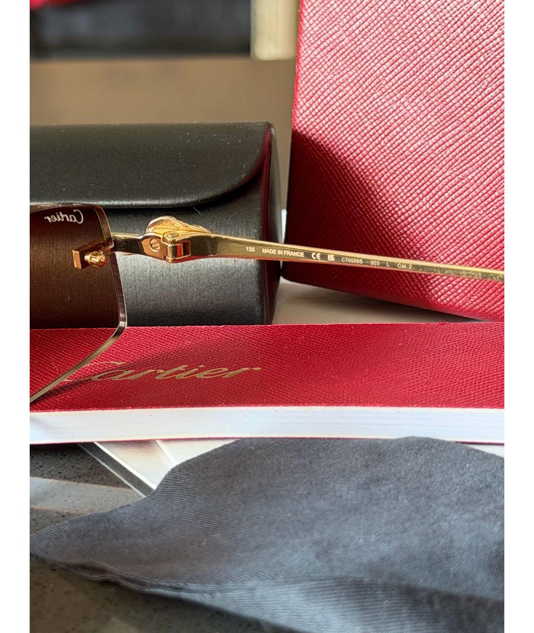 CARTIER Золотые металлические солнцезащитные очки, фото 7