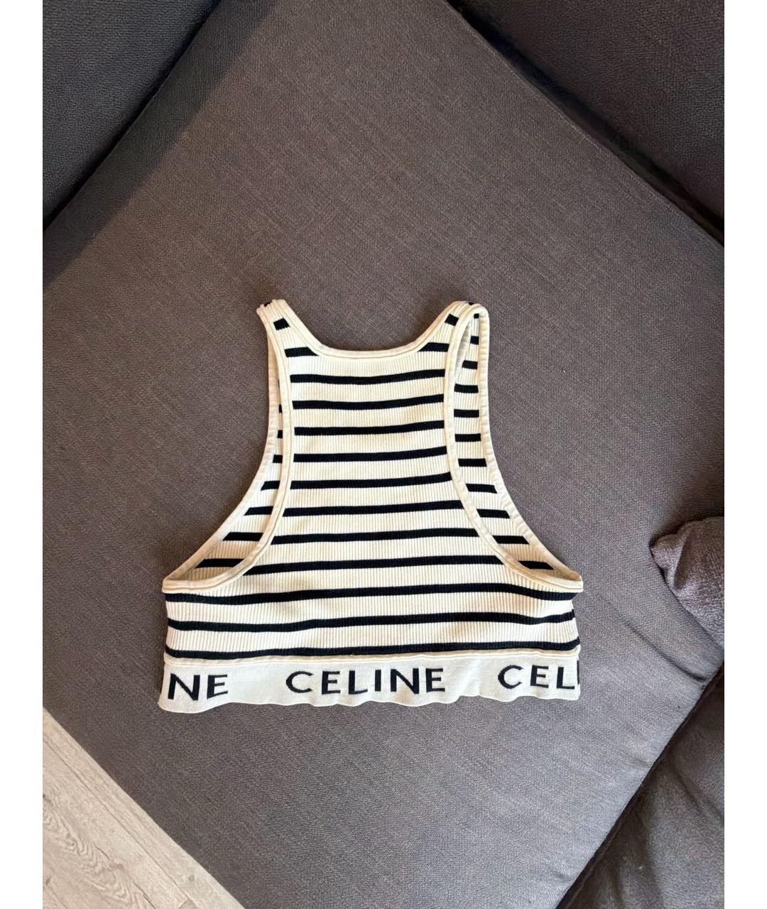 CELINE Белая хлопковая майка, фото 2