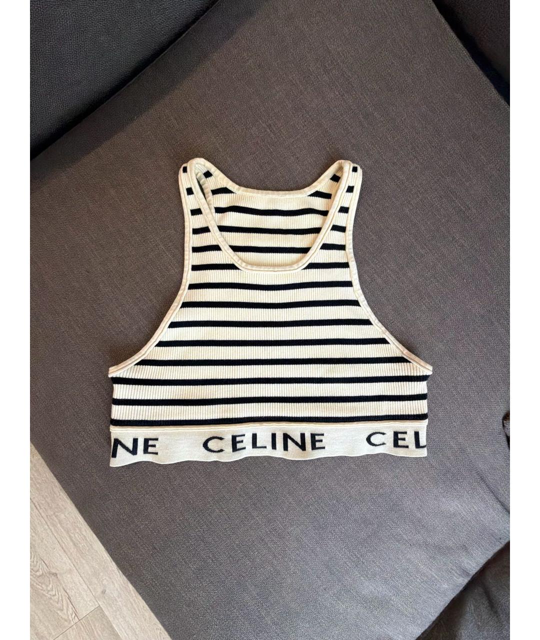 CELINE Белая хлопковая майка, фото 6