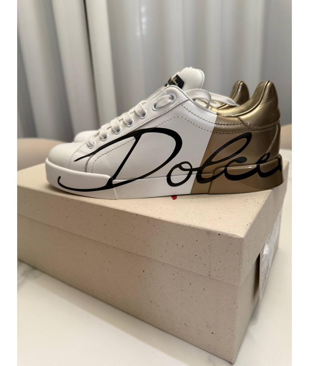 DOLCE&GABBANA Белые кожаные кеды, фото 10
