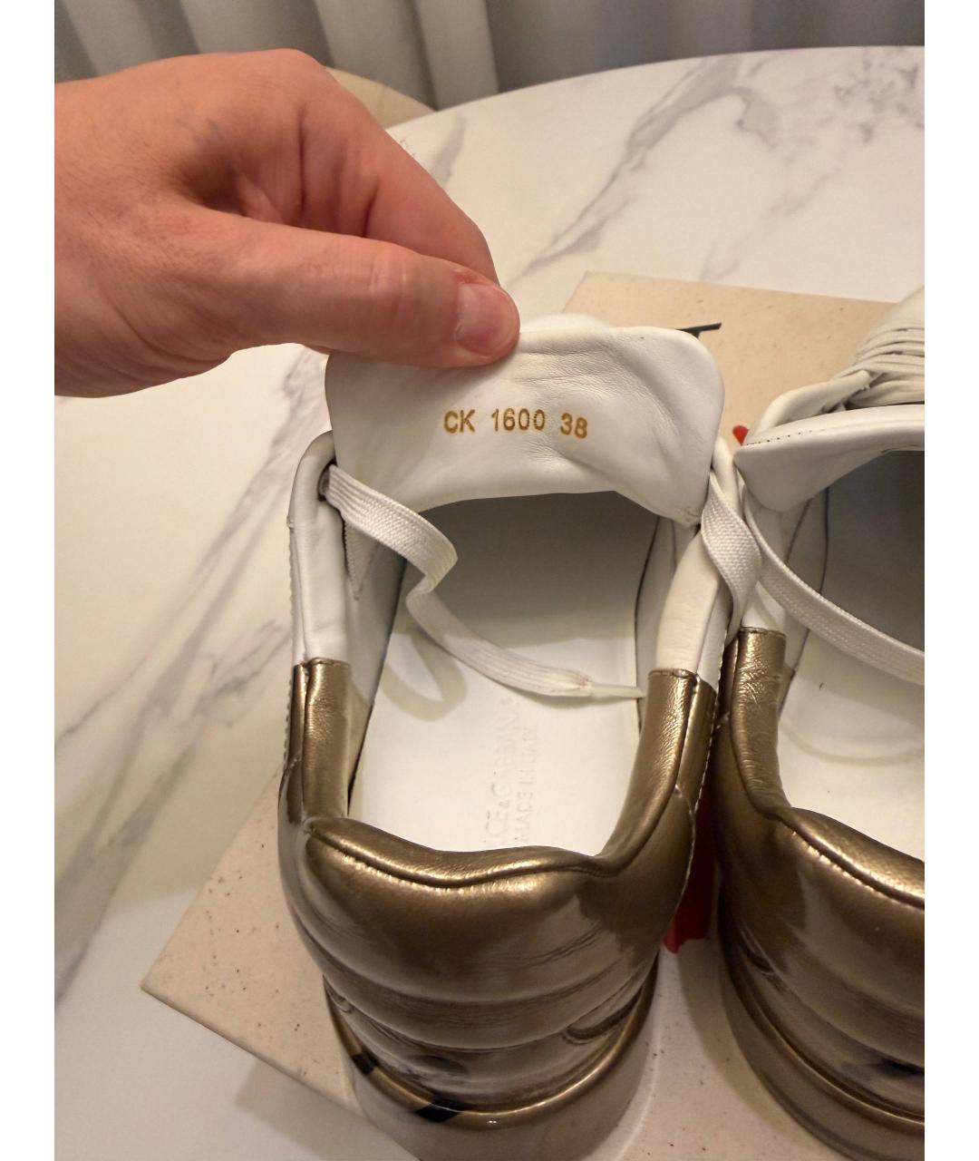 DOLCE&GABBANA Белые кожаные кеды, фото 2