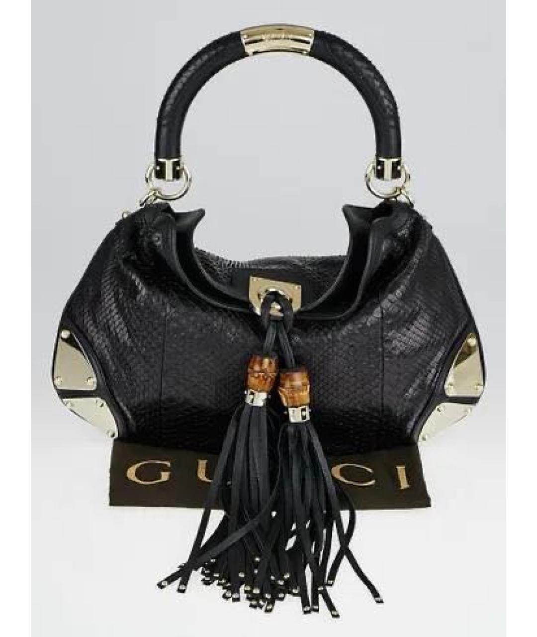 GUCCI Черная кожаная сумка тоут, фото 7