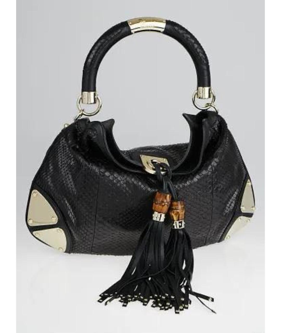 GUCCI Черная кожаная сумка тоут, фото 3