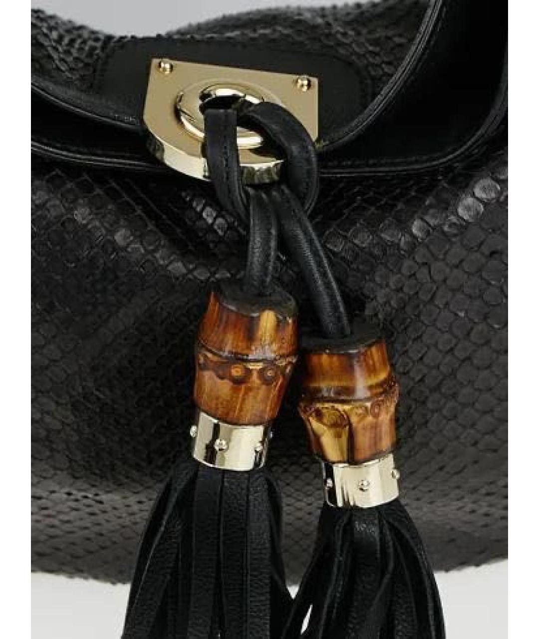 GUCCI Черная кожаная сумка тоут, фото 2