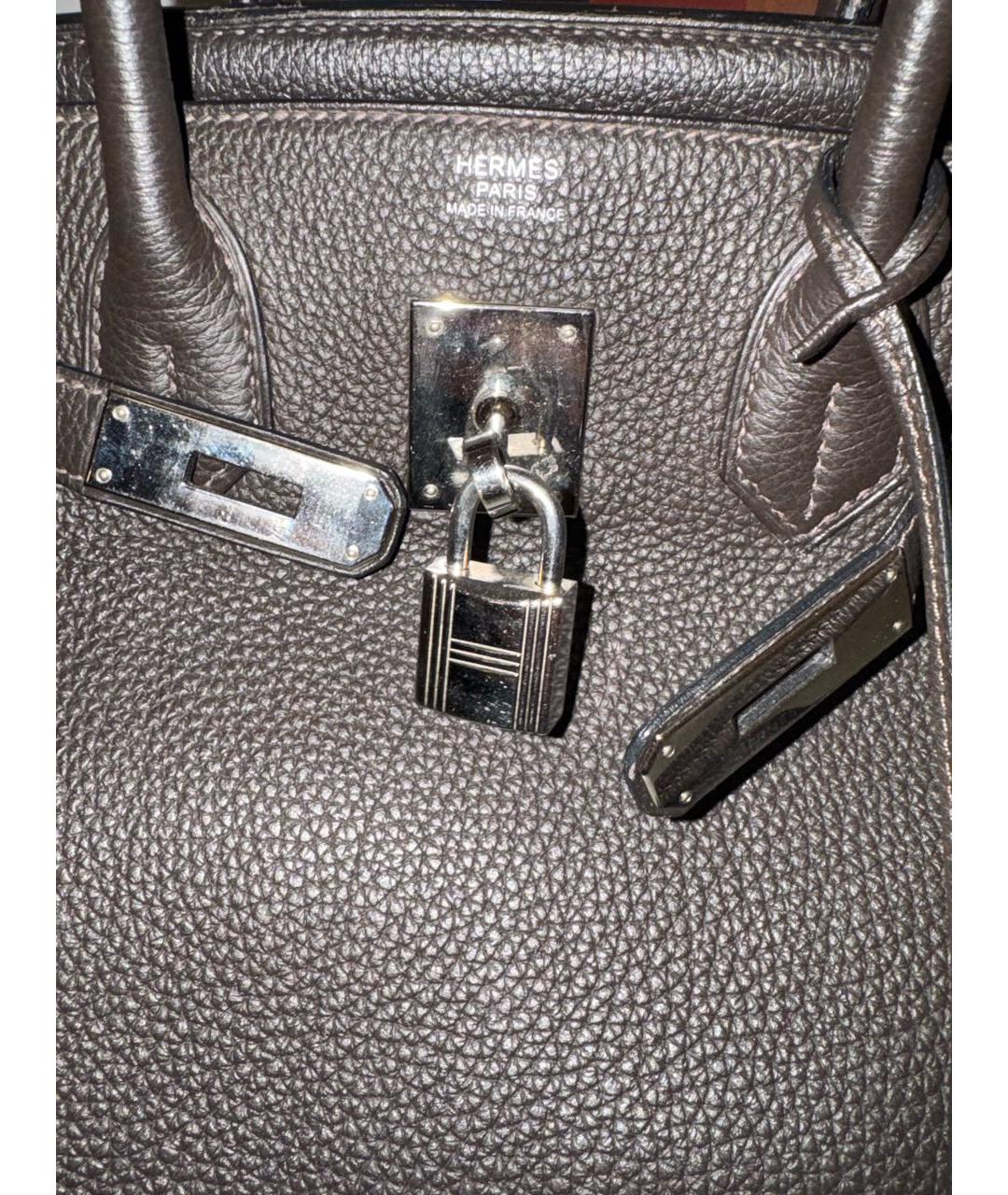 HERMES Коричневая кожаная сумка с короткими ручками, фото 4