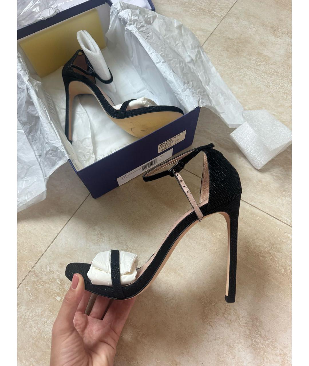 STUART WEITZMAN Черные замшевые босоножки, фото 8