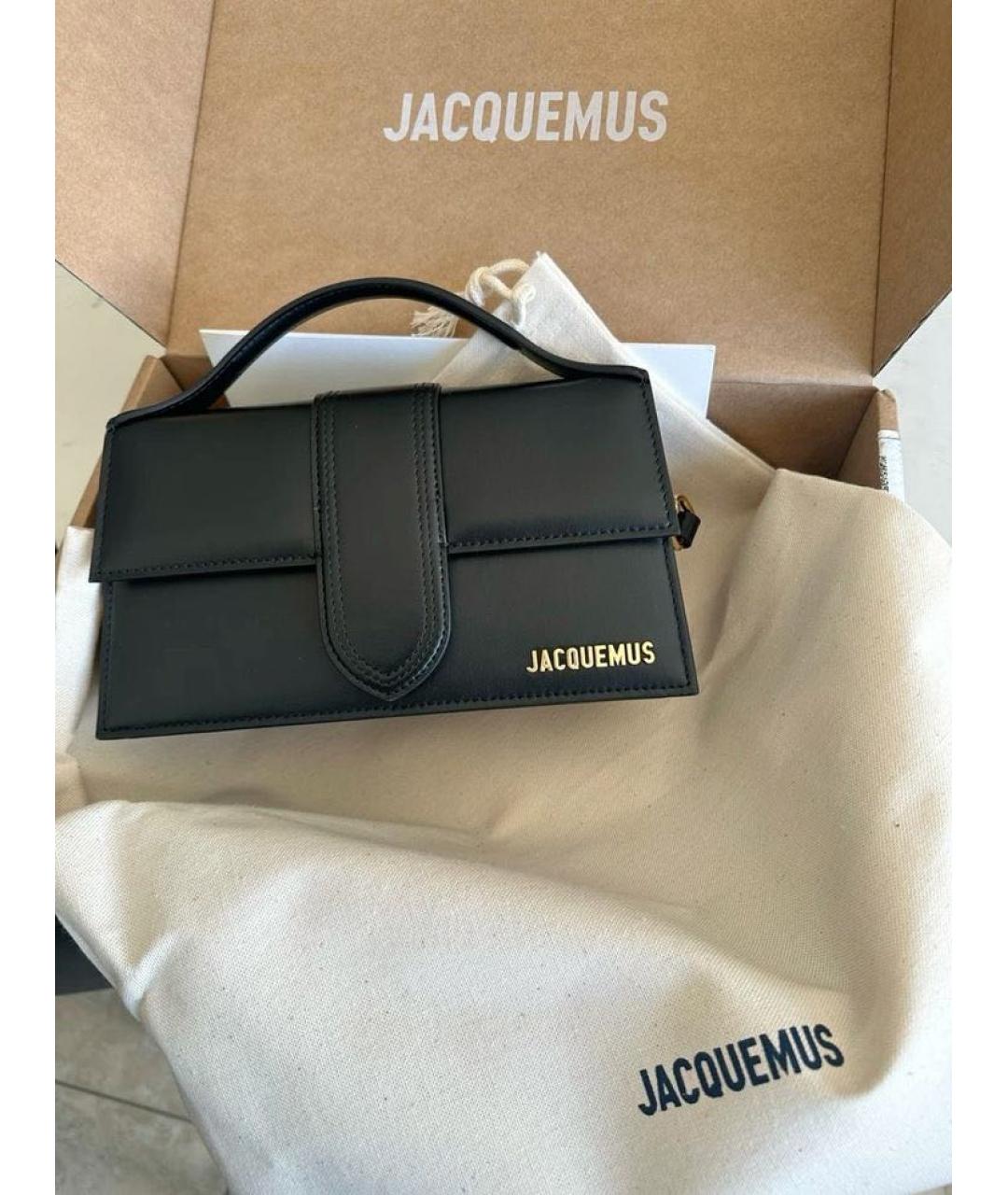 JACQUEMUS Черная кожаная сумка с короткими ручками, фото 4