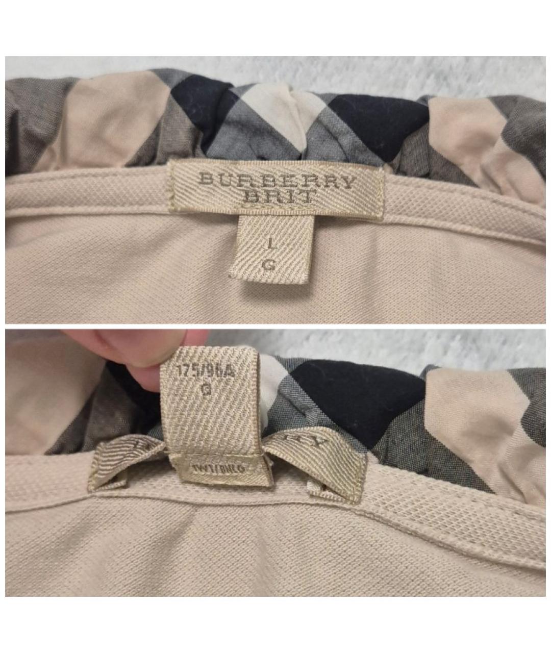 BURBERRY Бежевая хлопко-эластановая футболка, фото 3