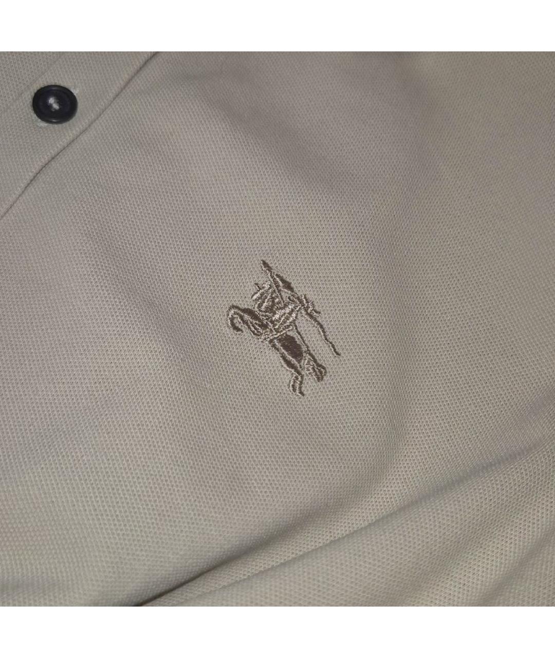 BURBERRY Бежевая хлопко-эластановая футболка, фото 4