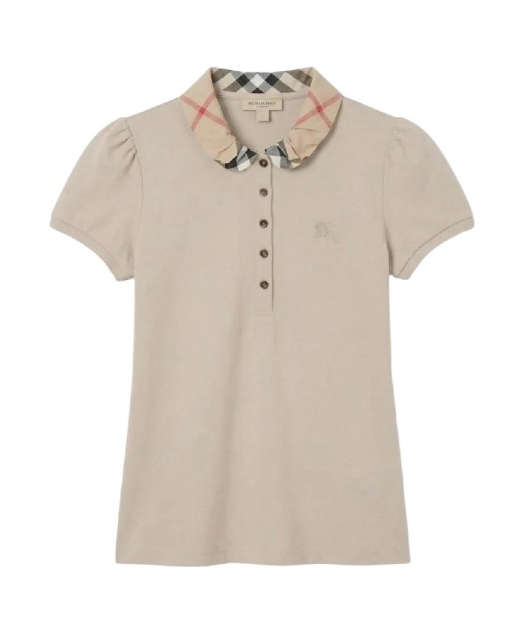 BURBERRY Бежевая хлопко-эластановая футболка, фото 10