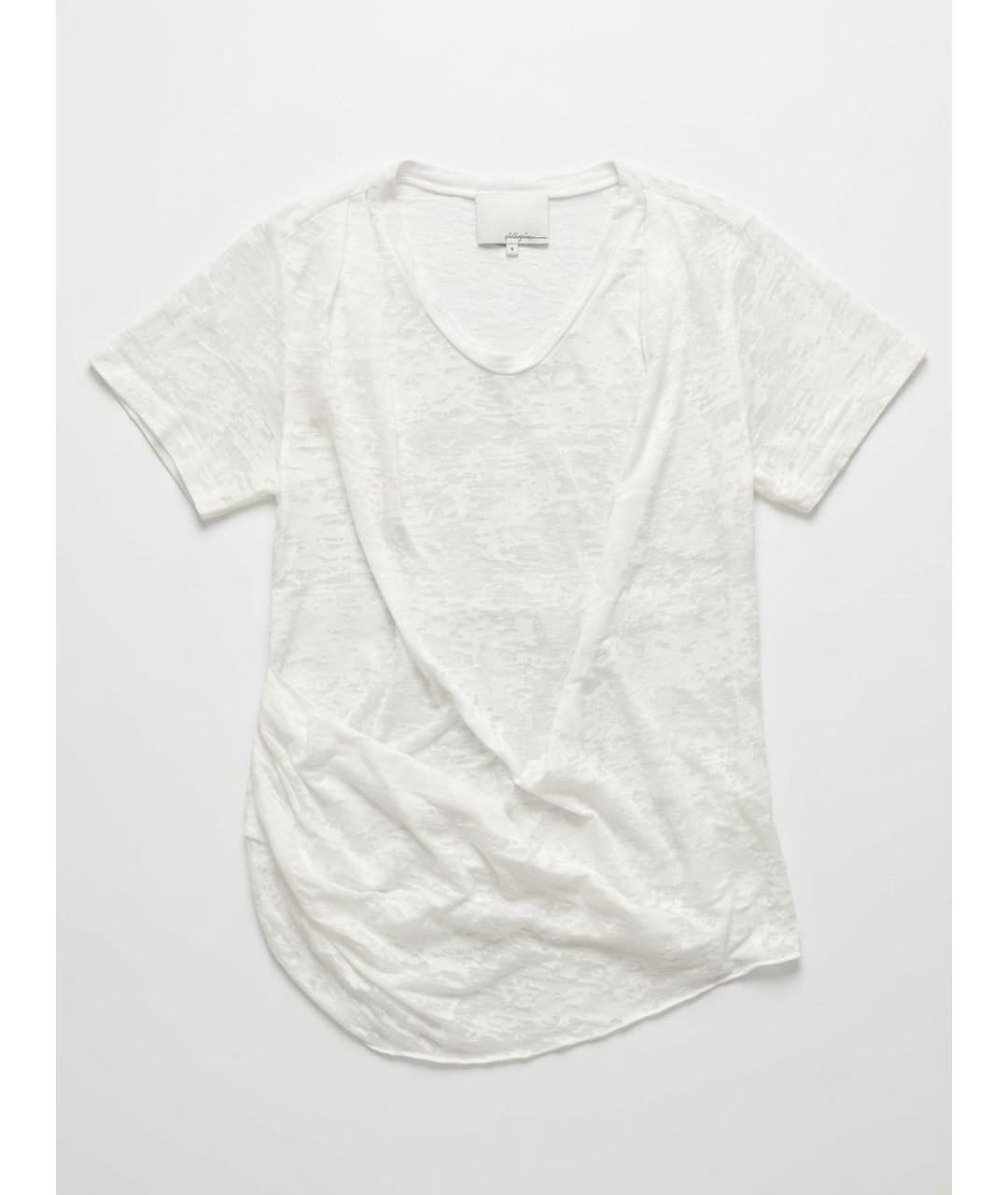 3.1 PHILLIP LIM Белая хлопко-эластановая футболка, фото 6