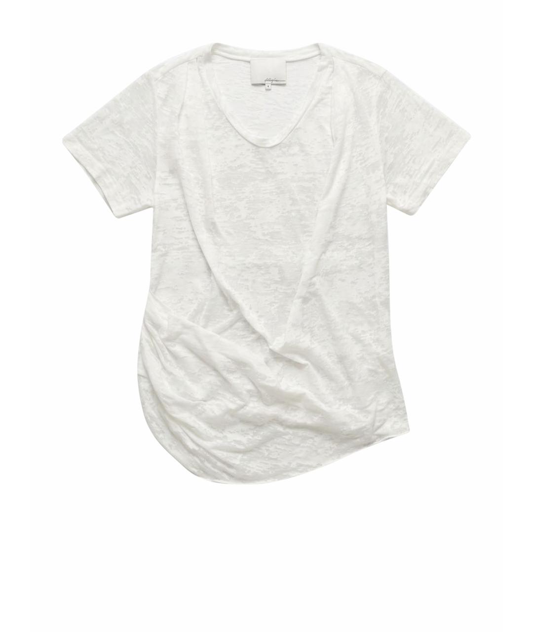 3.1 PHILLIP LIM Белая хлопко-эластановая футболка, фото 1