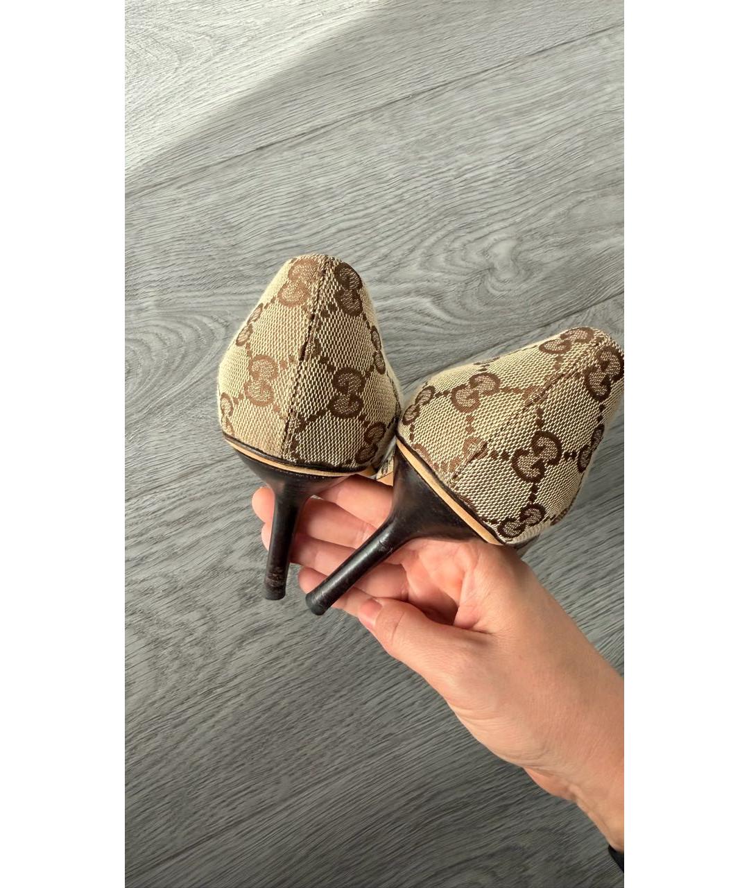 GUCCI Бежевые текстильные туфли, фото 4