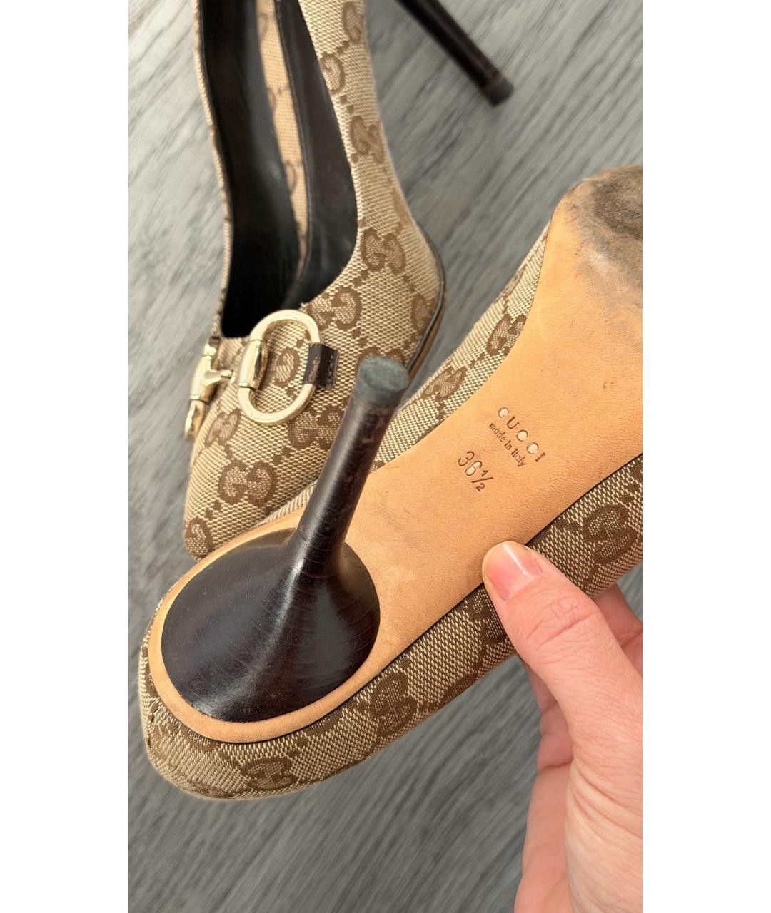 GUCCI Бежевые текстильные туфли, фото 6