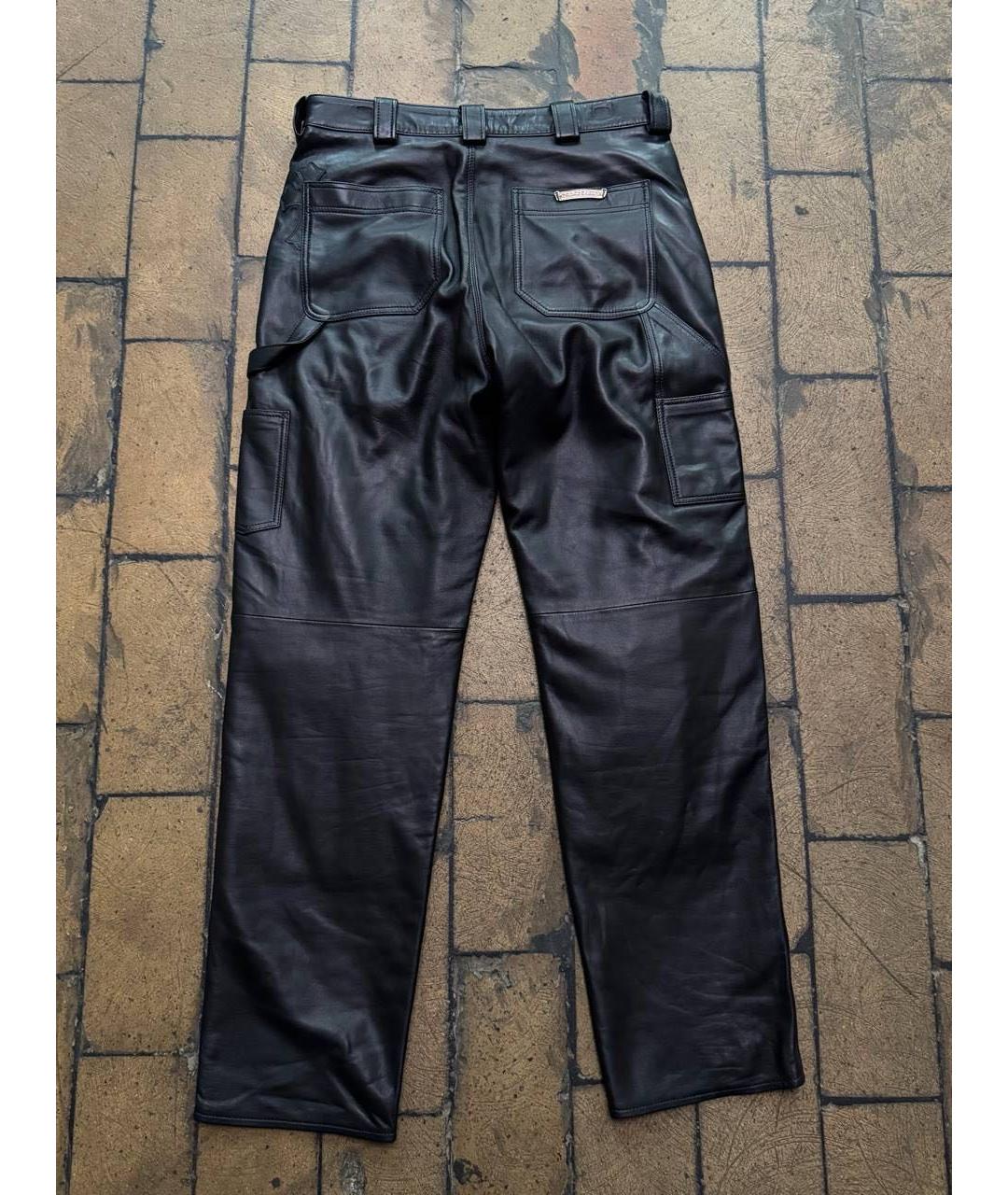 CHROME HEARTS Черные кожаные повседневные брюки, фото 4
