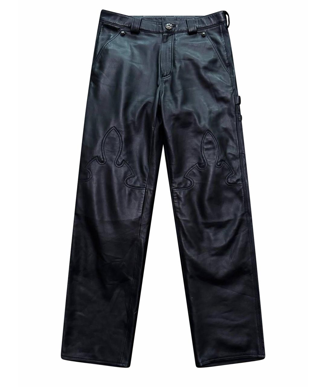 CHROME HEARTS Черные кожаные повседневные брюки, фото 1