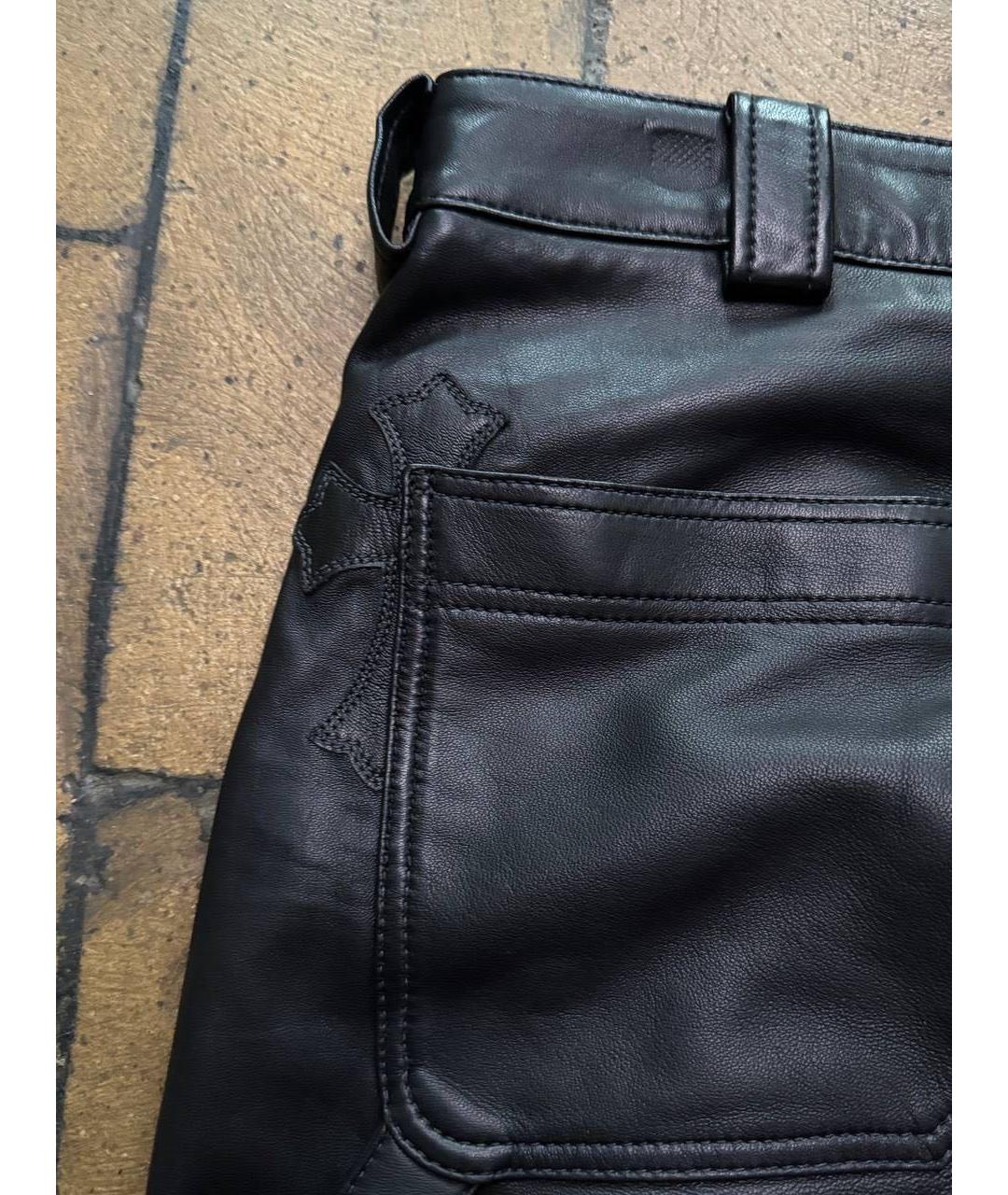 CHROME HEARTS Черные кожаные повседневные брюки, фото 6