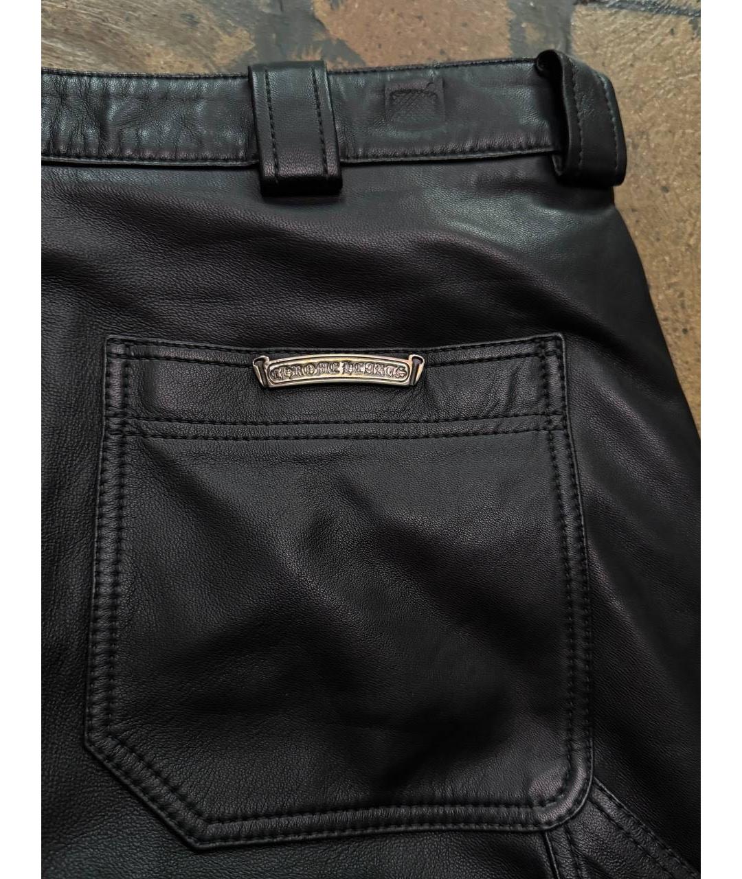 CHROME HEARTS Черные кожаные повседневные брюки, фото 5