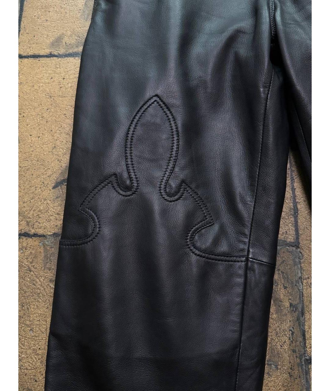 CHROME HEARTS Черные кожаные повседневные брюки, фото 2