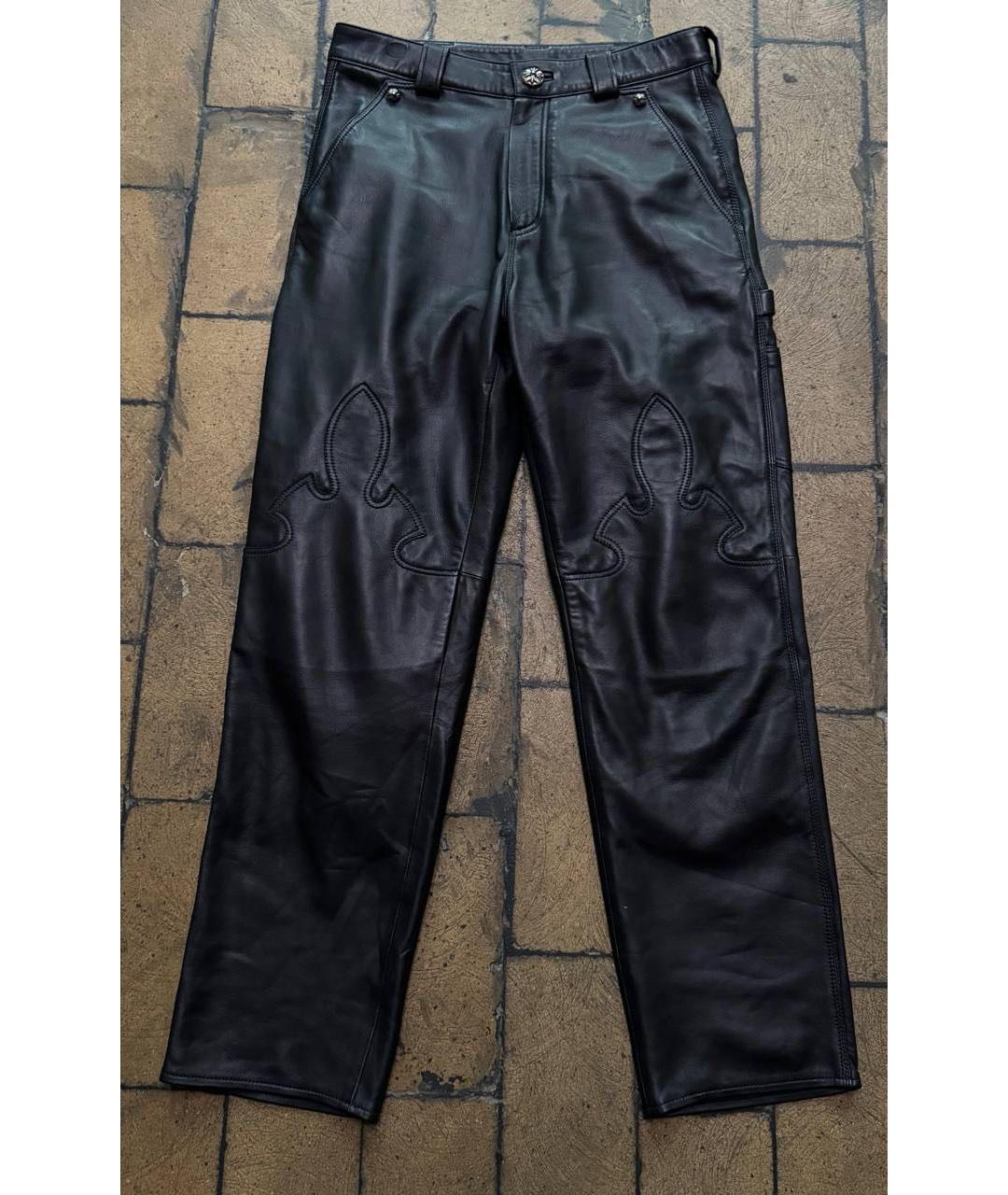 CHROME HEARTS Черные кожаные повседневные брюки, фото 8