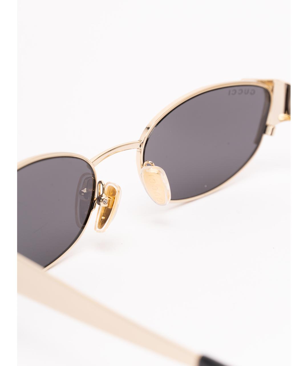 GUCCI Золотые металлические солнцезащитные очки, фото 3