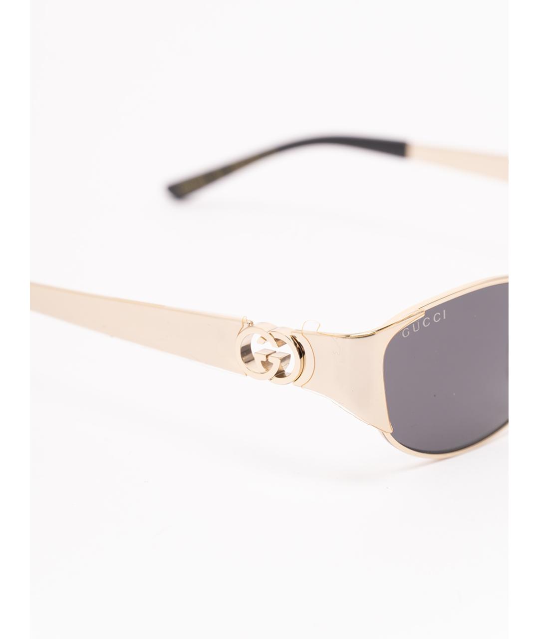 GUCCI Золотые металлические солнцезащитные очки, фото 2