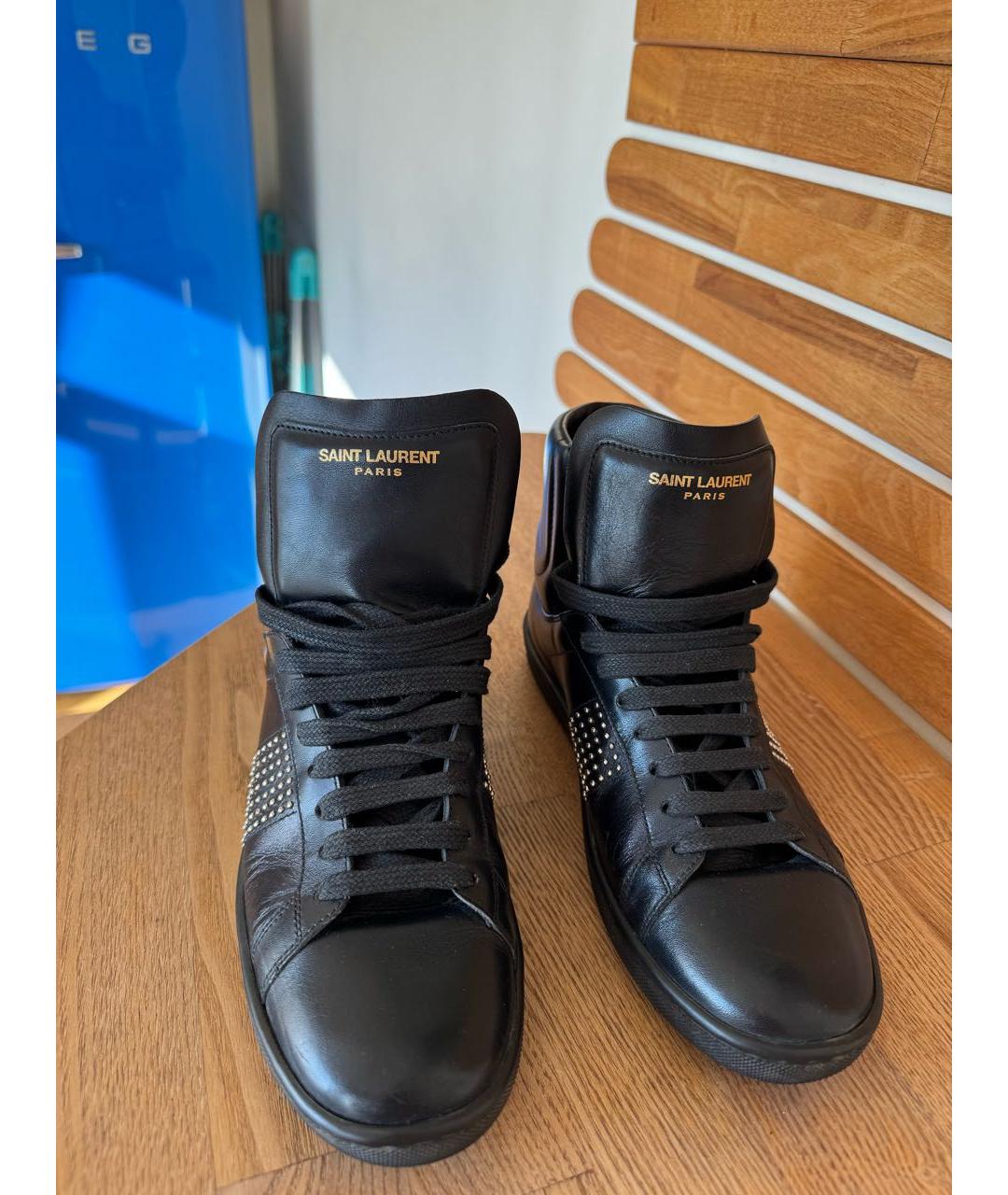 SAINT LAURENT Черные кожаные кеды, фото 2