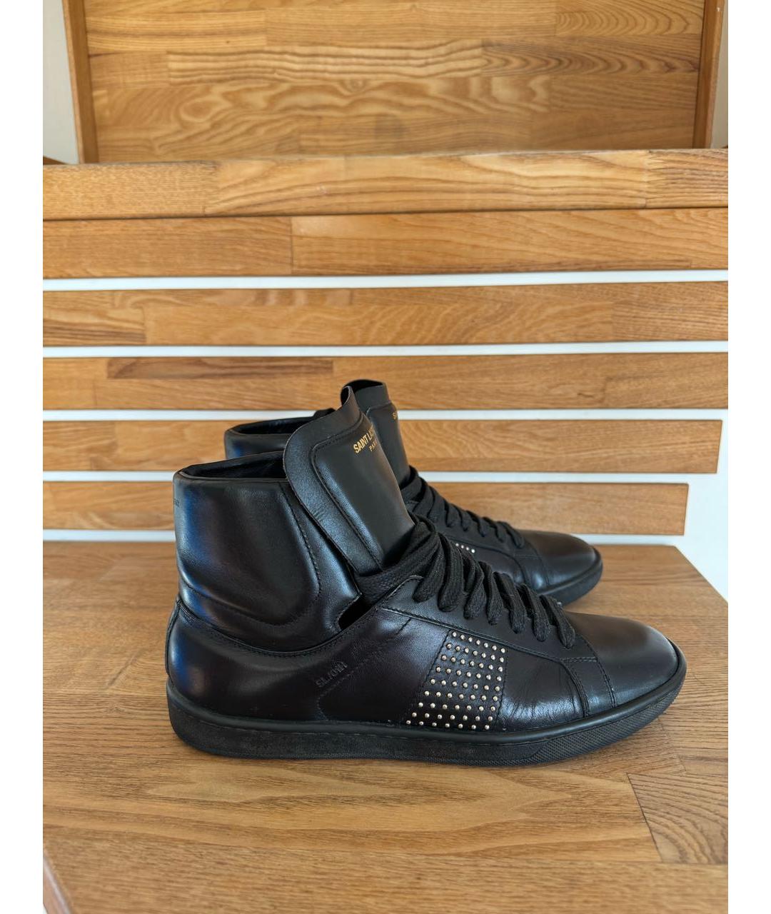 SAINT LAURENT Черные кожаные кеды, фото 7