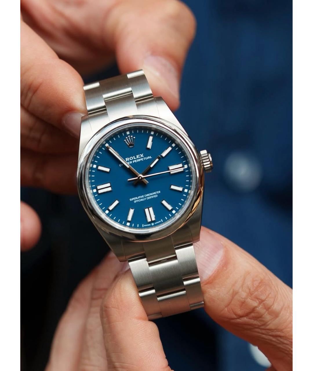 ROLEX Синие часы из белого золота, фото 2