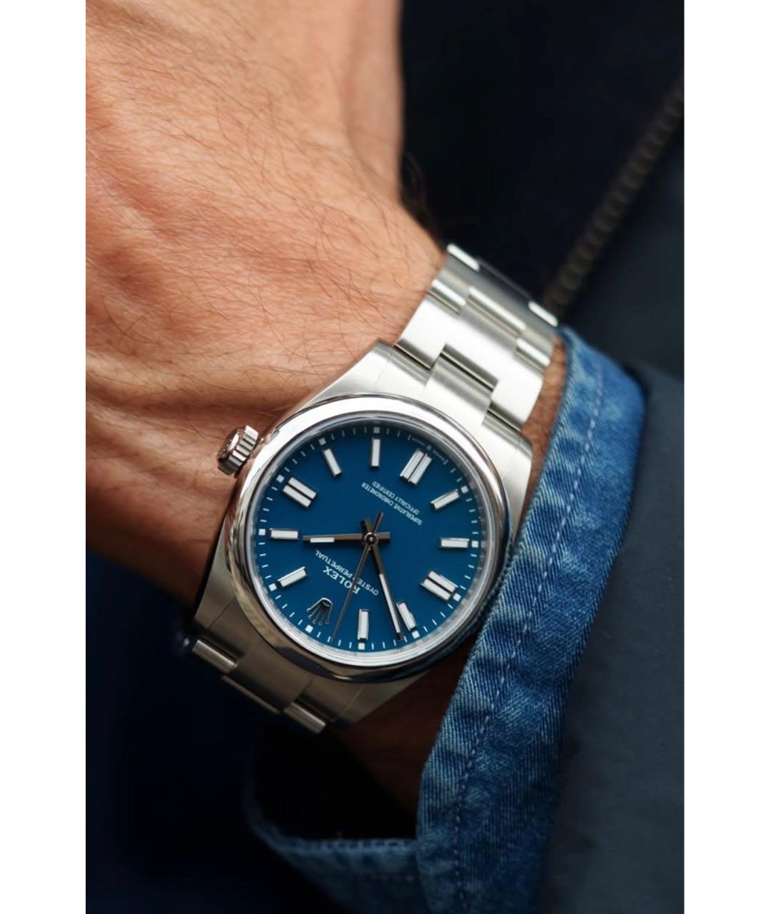 ROLEX Синие часы из белого золота, фото 3