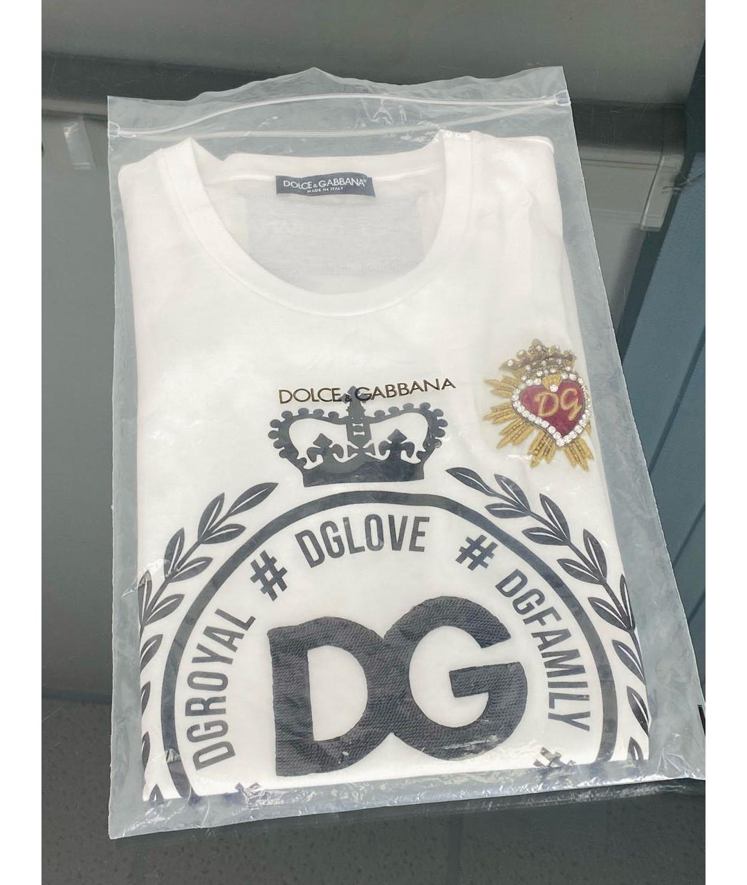 DOLCE&GABBANA Белая хлопковая футболка, фото 5
