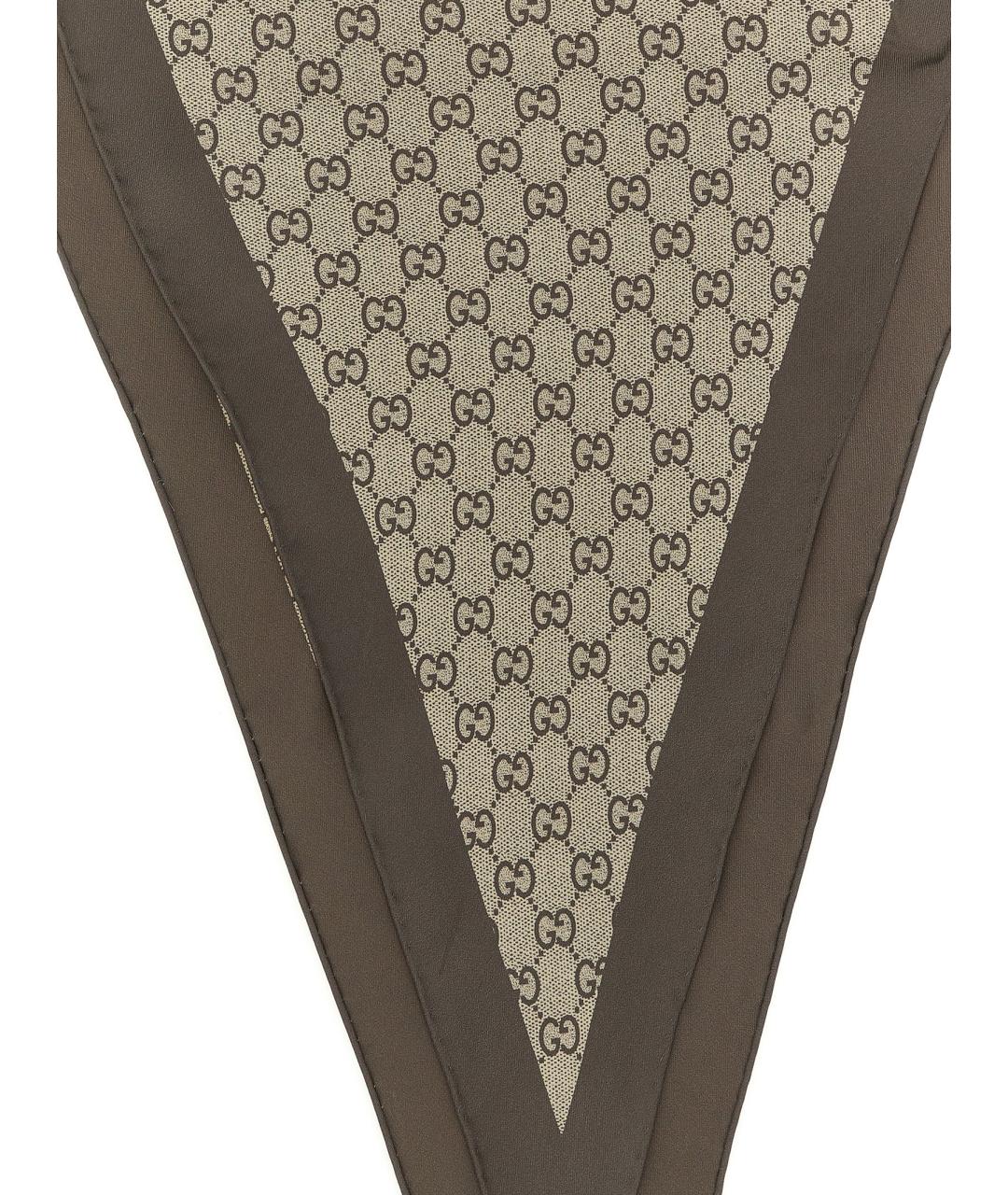 GUCCI Бежевый шелковый шарф, фото 3