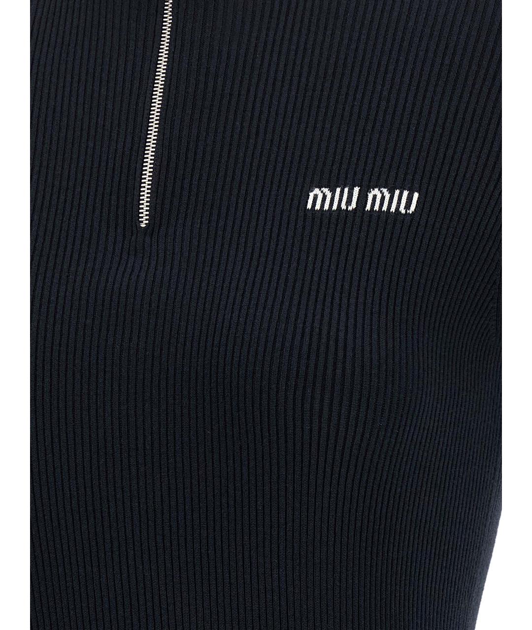 MIU MIU Темно-синее хлопковое повседневное платье, фото 4