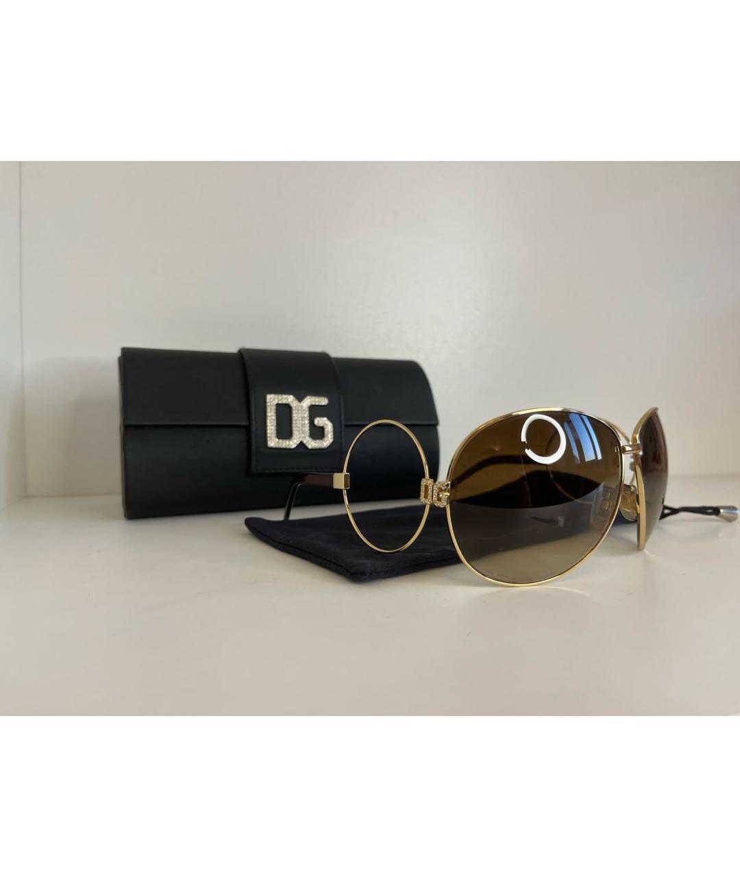 DOLCE&GABBANA Золотые металлические солнцезащитные очки, фото 4