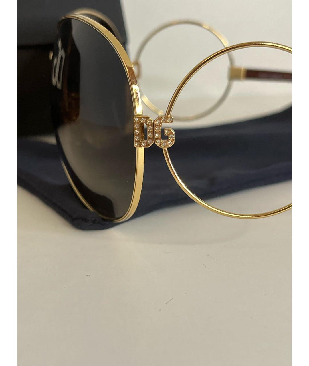 DOLCE&GABBANA Золотые металлические солнцезащитные очки, фото 3