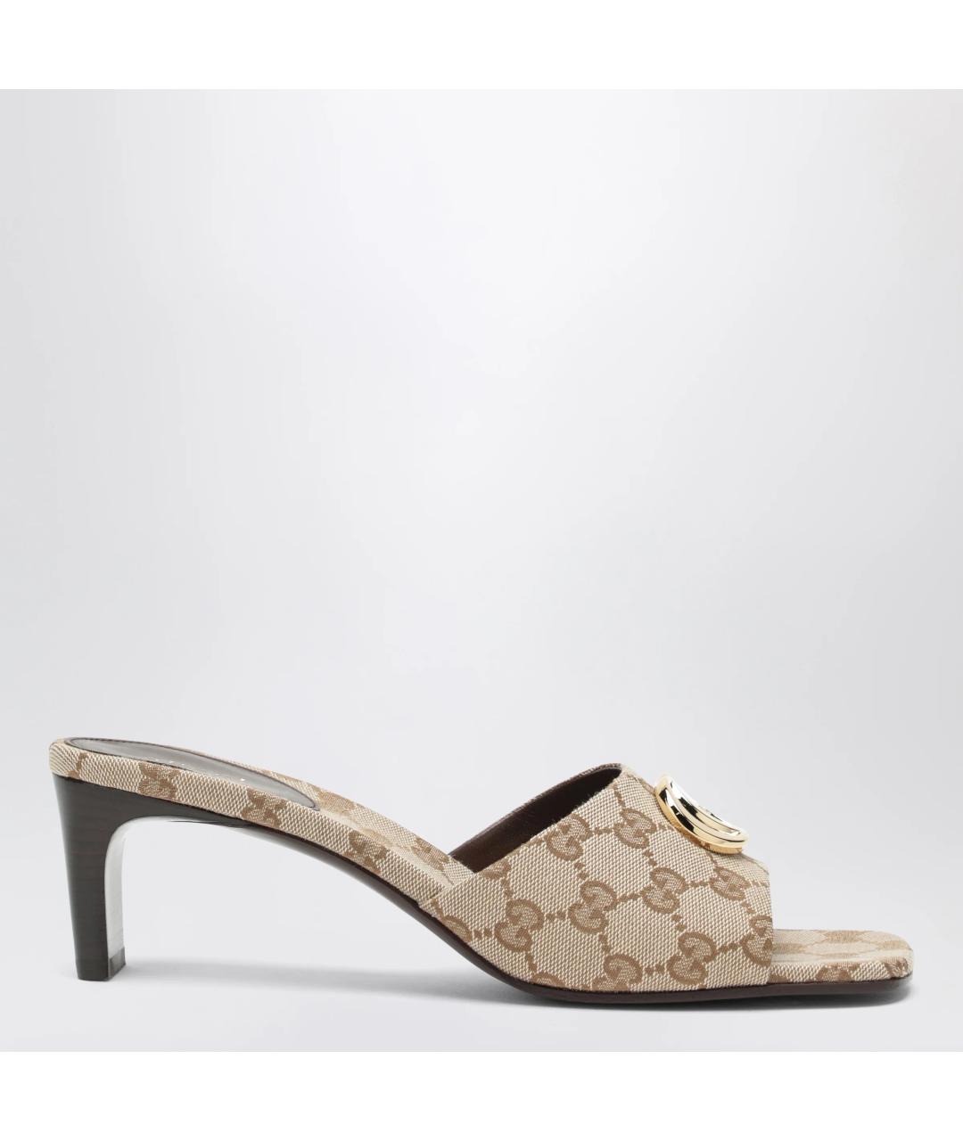 GUCCI Бежевые текстильные мюли, фото 3