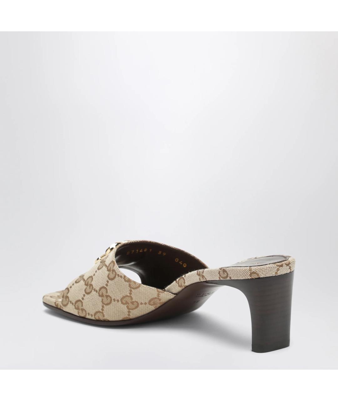 GUCCI Бежевые текстильные мюли, фото 2