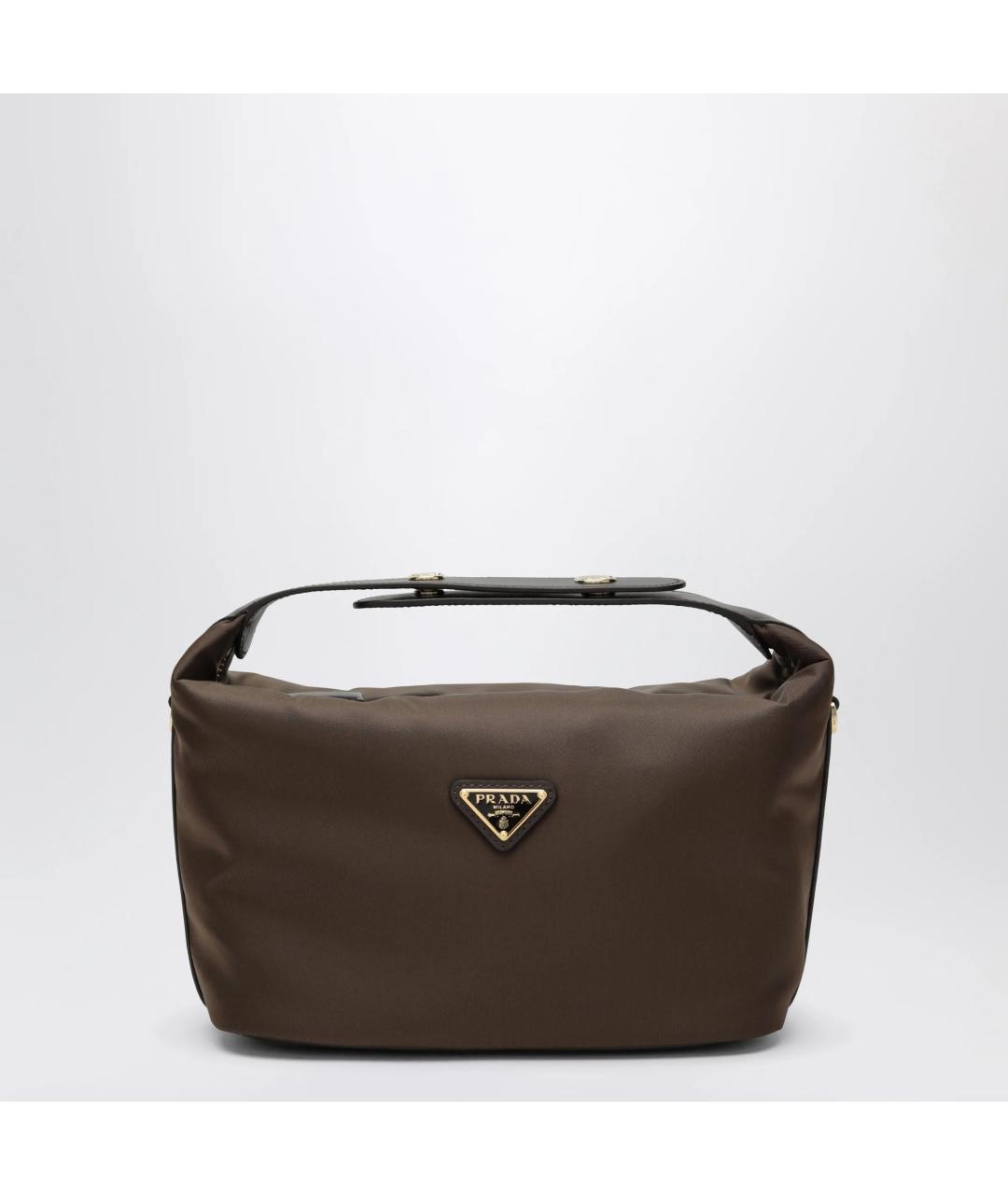 PRADA Коричневая нейлоновая сумка с короткими ручками, фото 3